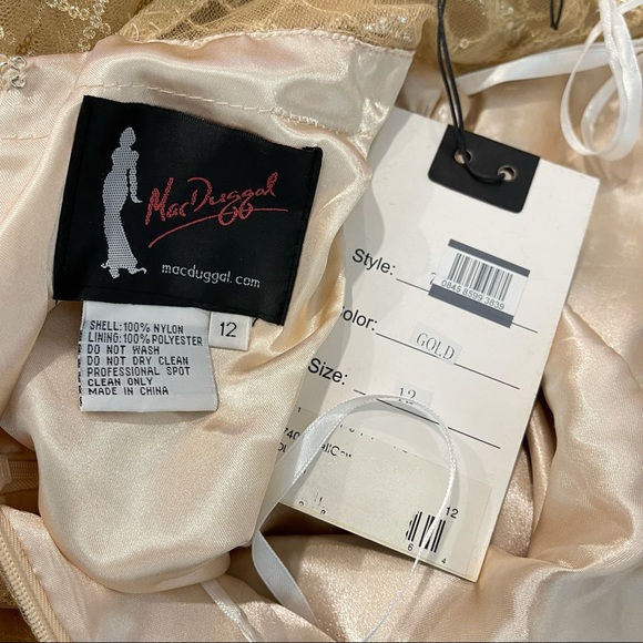 # Mac Duggal Gold Sequin Illusion Neck A Line Gown - Picture 10 of 17